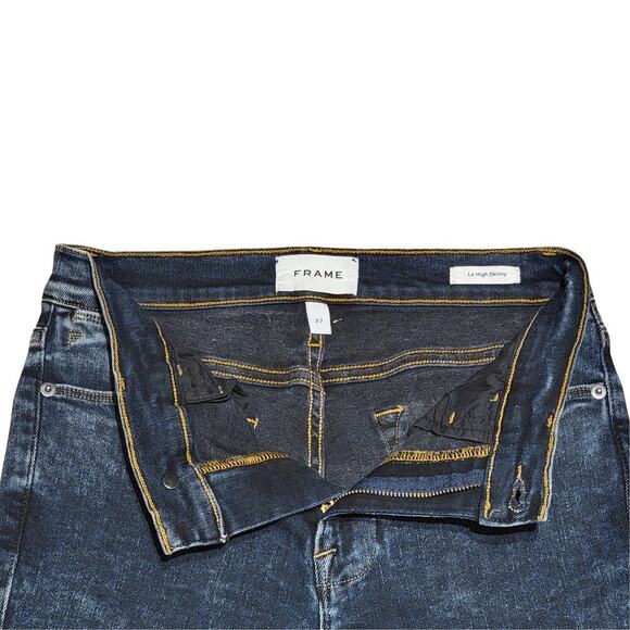 FRAME Le High Skinny Trumbull Jeans Womens 27 Dark Wash Designer Stretch Denim - Picture 8 of 15